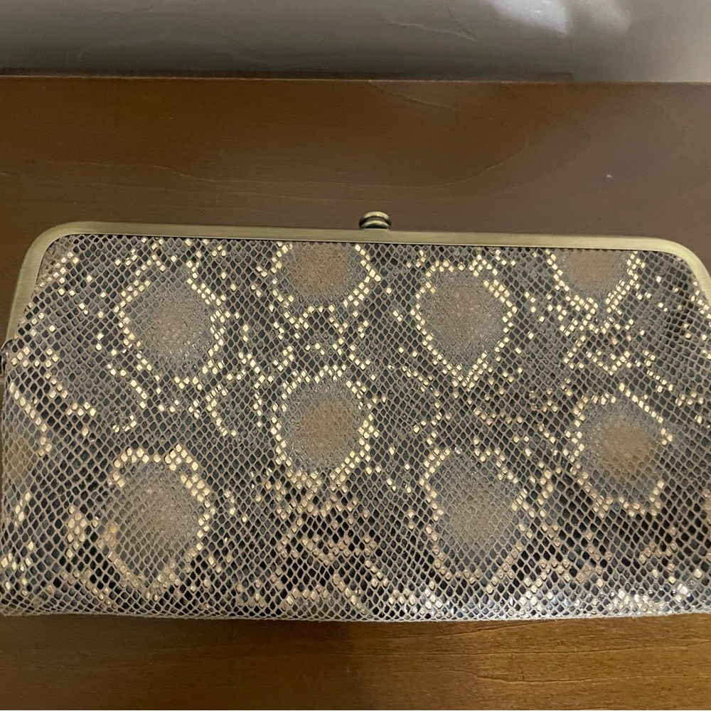 HOBO Brown and Cream Snake Print Wallet